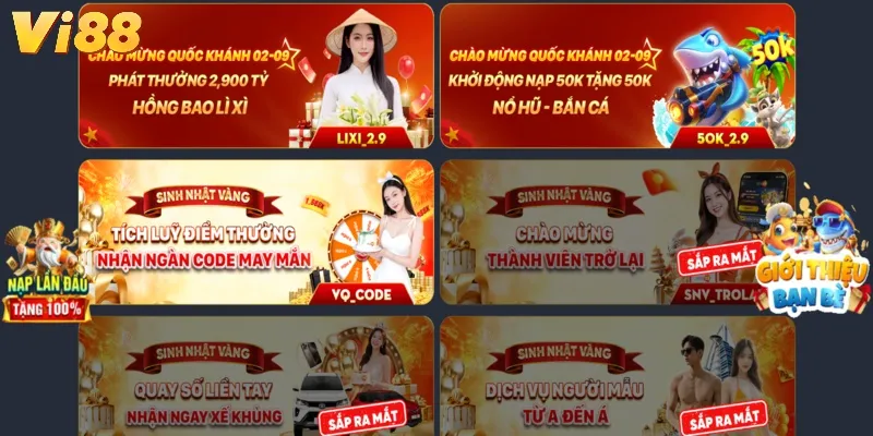 Khuyến mãi VI88 hoàn trả cực lớn đầy hấp dẫn